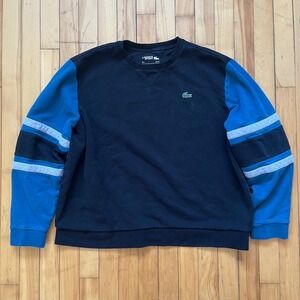 Lacoste Sport Black Blue Color Block Crewneck Sweatshirt Men's 3XL